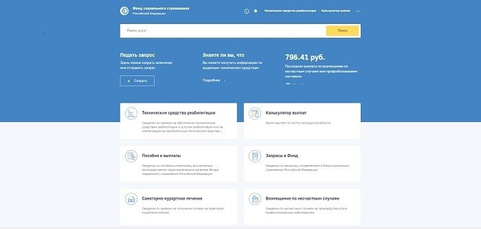 интерфейс личного кабинета фсс